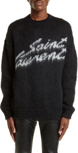 Saint Laurent Signature Mohair Blend Crewneck Sweater.